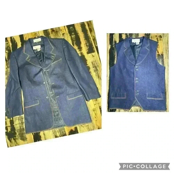 Il Canto Denim Jacket & Matching Vest High Quality Hand Finished Men’s Size 38R - Picture 1 of 15